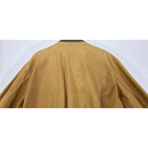 Vtg Guess Georges Marciano Bomber Jacket Leather Distressed Brown 80s 90s Men L - Picture 13 of 16